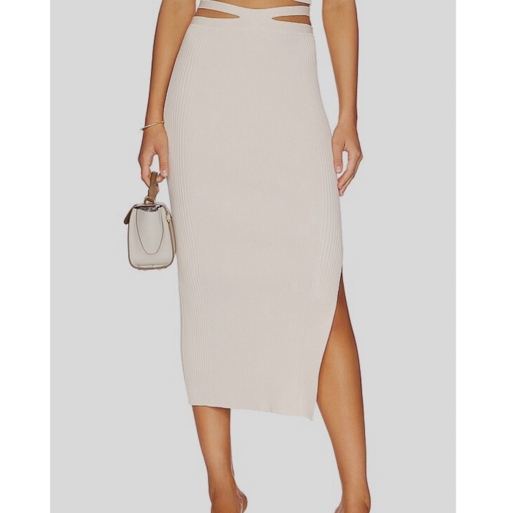 Jonathan Simkhai Off-White Orion Cut-Out Rib Knit Skirt Size L